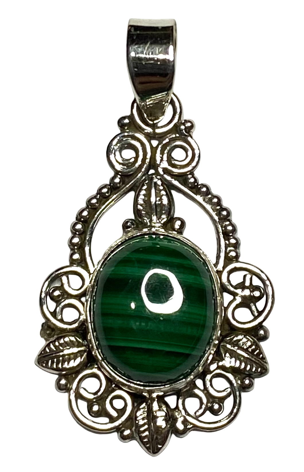 Malachite sterling silver pendant PN37