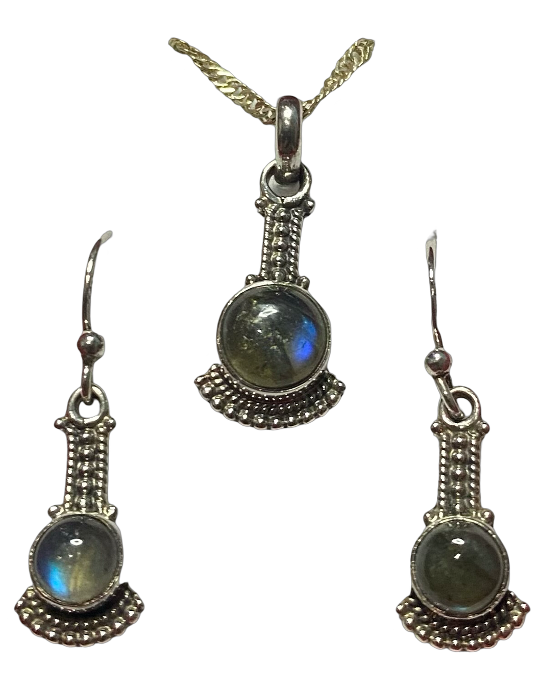 Labradorite sterling silver pendant and earrings set  (SET 28)