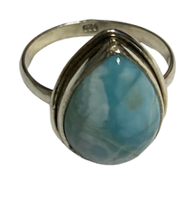 Load image into Gallery viewer, Larimar Sterling Silver ring size  6, 7, 8, 9, 10, 11, 12, 13   BR039
