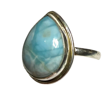 Load image into Gallery viewer, Larimar Sterling Silver ring size  6, 7, 8, 9, 10, 11, 12, 13   BR039

