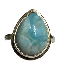 Load image into Gallery viewer, Larimar Sterling Silver ring size  6, 7, 8, 9, 10, 11, 12, 13   BR039
