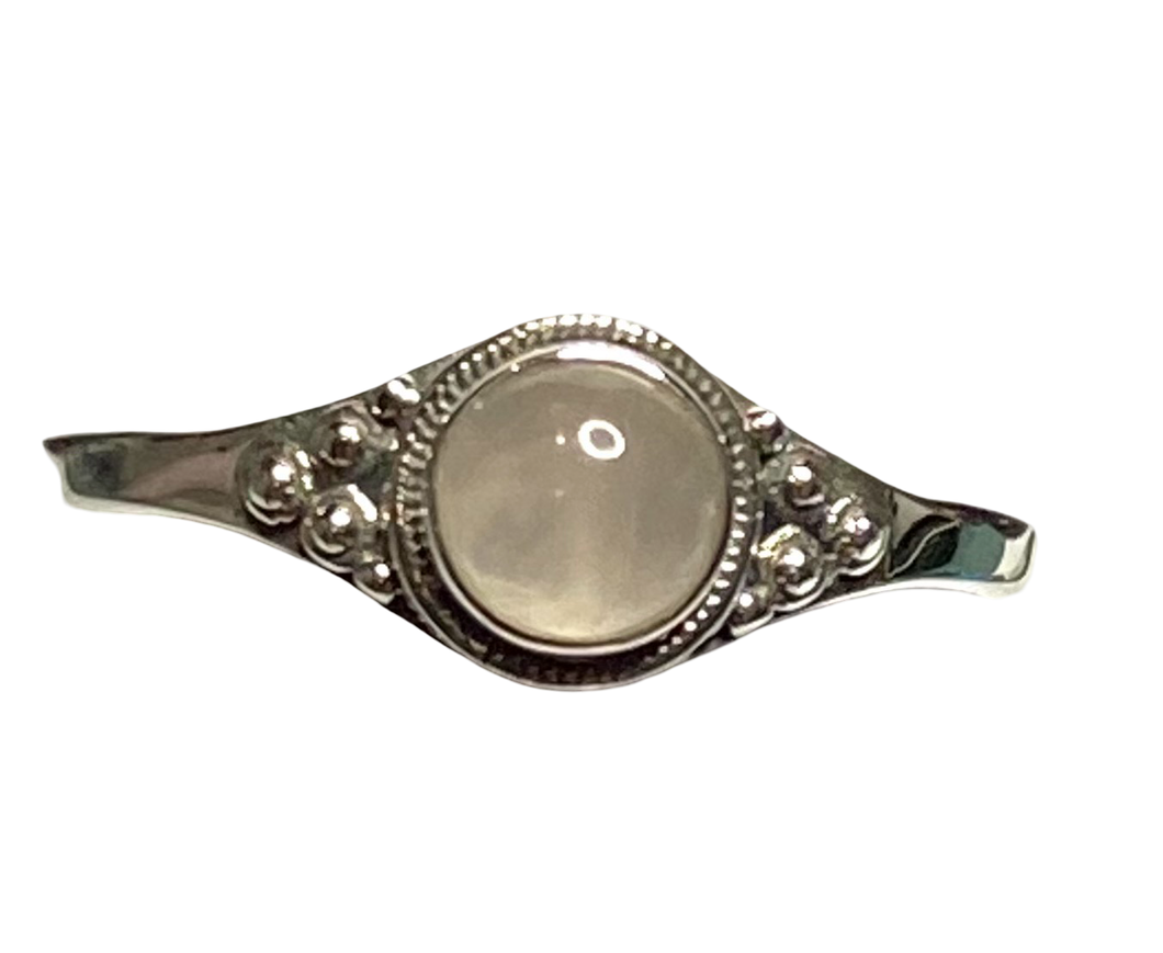 Rose Quartz Sterling Silver ring size  3, 4, 5, 6, 7, 8, 9, 10, 11, 12, 13    BR043  Measures approx. 7mm