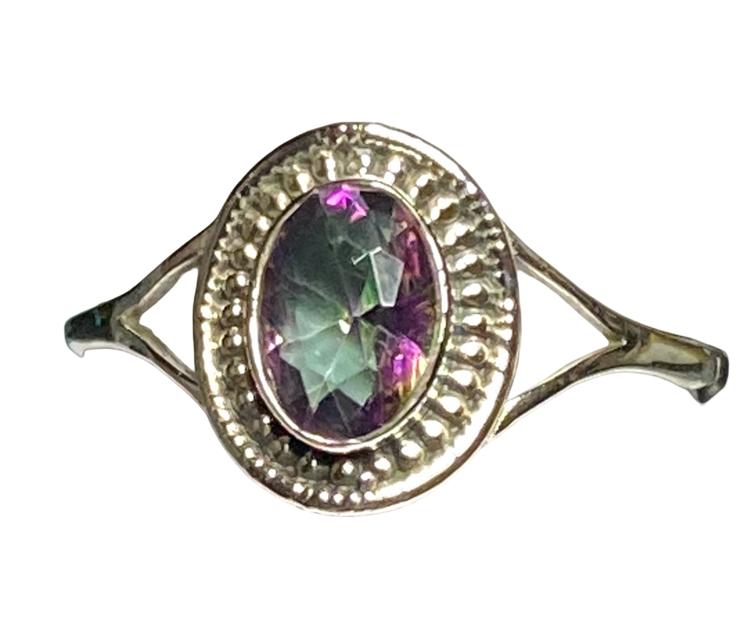 Mystic Topaz Sterling Silver ring size  5, 6, 7, 8, 9, 10, 11, 12, 13, 14     BR049