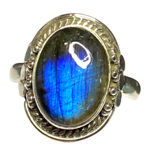 Load image into Gallery viewer, Labradorite Sterling Silver ring size   6, 7, 8, 9, 10, 11, 12, 13    BR057
