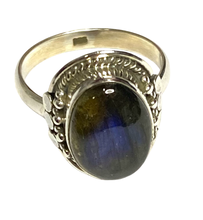Load image into Gallery viewer, Labradorite Sterling Silver ring size   6, 7, 8, 9, 10, 11, 12, 13    BR057
