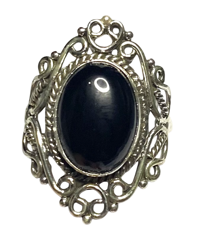 Black Onyx Sterling Silver ring size   6, 7, 8, 9, 10, 11, 12, 13  BR068