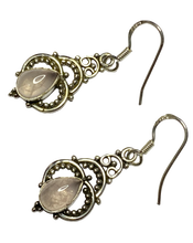 Load image into Gallery viewer, Rose Quartz sterling silver earrings ER142
