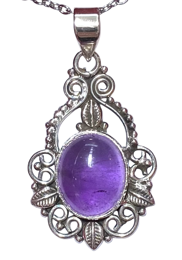 Amethyst sterling silver pendant PN95
