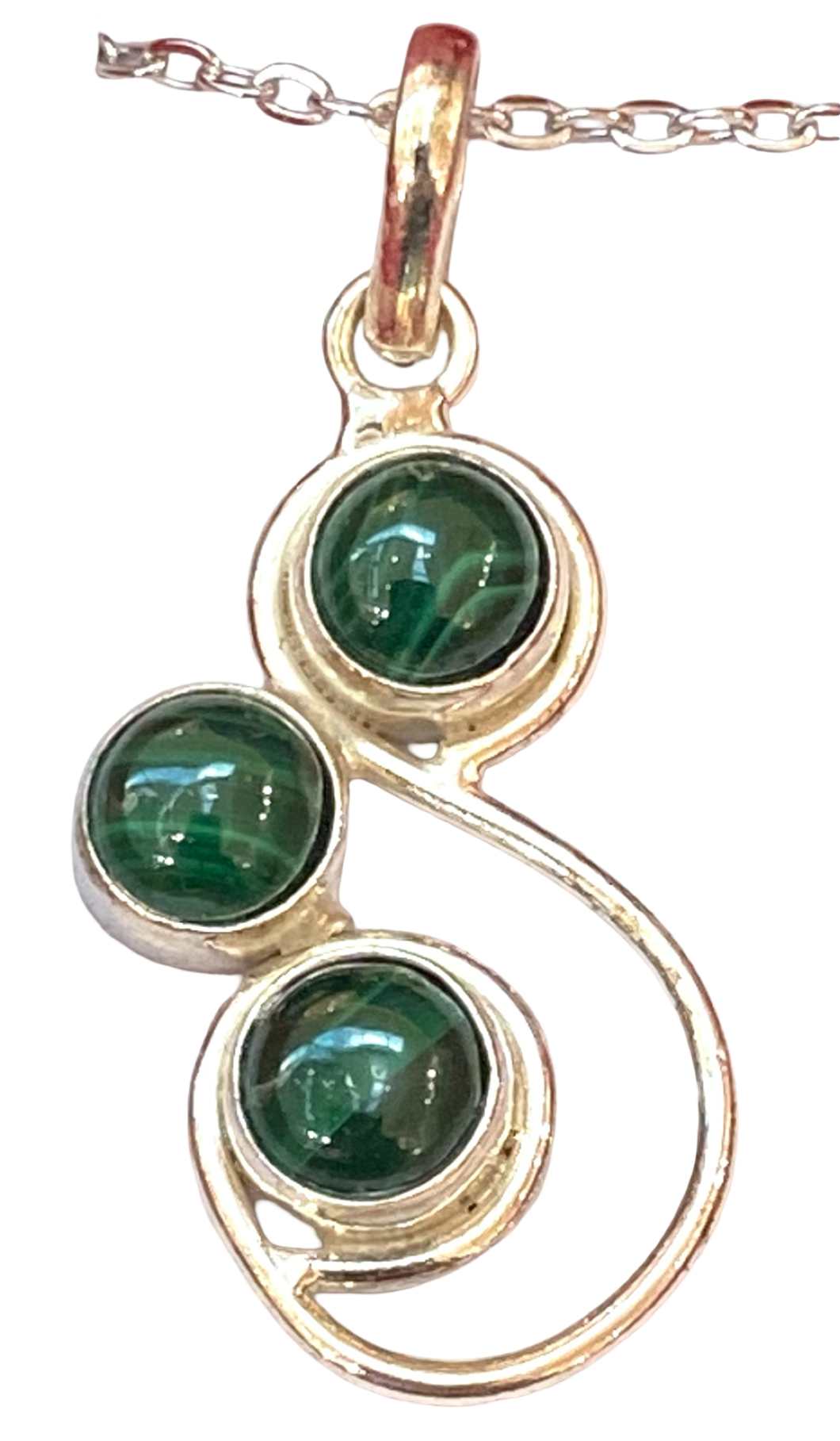 Malachite sterling silver pendant PN20