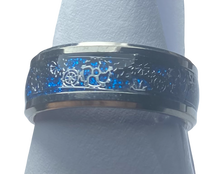 Load image into Gallery viewer, Stainless Steel -Silver with blue pattern size 6, 7, 8, 9, 10, 11, 12, 13 RW203
