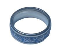 Load image into Gallery viewer, Stainless Steel -Silver with blue pattern size 6, 7, 8, 9, 10, 11, 12, 13 RW203
