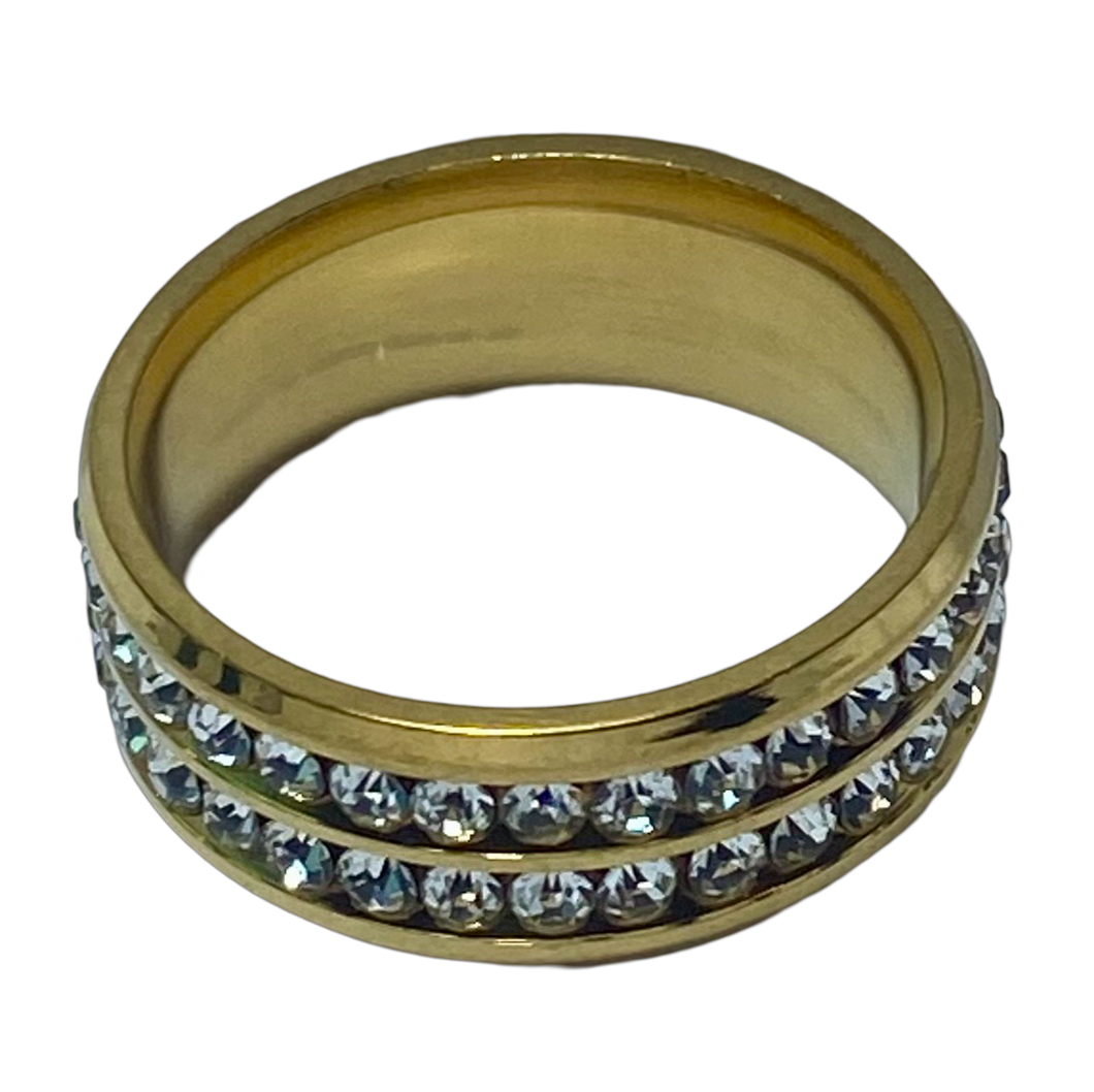 Stainless Steel - Gold sparkle ring.  Sizes 5, 6, 7, 8, 9, 10, 11, 12, 13  RW233