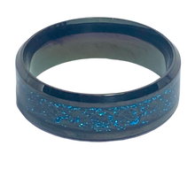 Load image into Gallery viewer, Stainless Steel - Black with blue pattern ring.  Size 14. RW248
