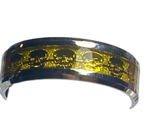 Load image into Gallery viewer, Stainless Steel - Silver with gold skull pattern ring.  Size 14. RW250b
