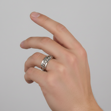 Load image into Gallery viewer, Fidget ring - silver ring with silver chain spinner Sizes 5, 6, 7, 8, 9, 10, 11, 12, 13, 14. FR73
