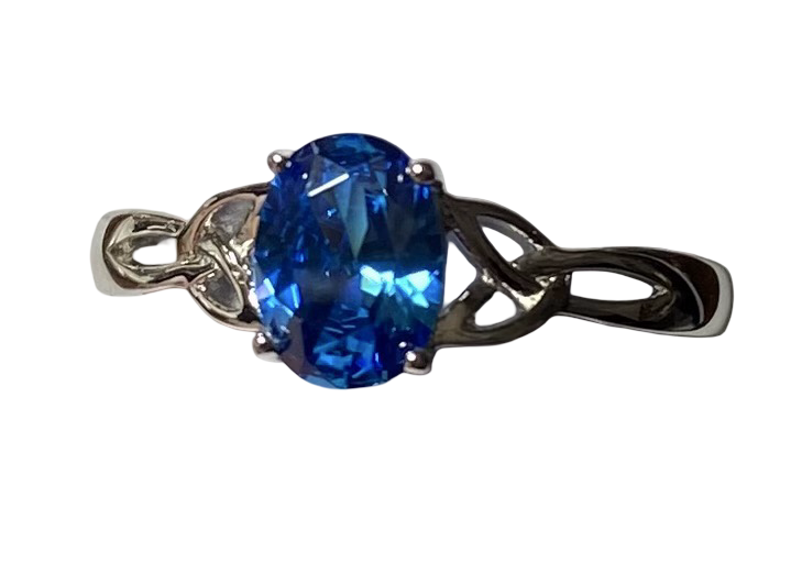 Sterling Silver - Blue Cubic zirconia ring. Sizes 4, 5, 8, 9, 10, 11. SS263