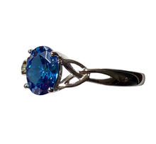 Load image into Gallery viewer, Sterling Silver - Blue Cubic zirconia ring. Sizes 4, 5, 8, 9, 10, 11. SS263
