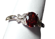 Load image into Gallery viewer, Sterling Silver - Red butterfly Cubic zirconia ring. Sizes 4, 5, 6, 8, 9. SS264
