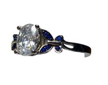 Load image into Gallery viewer, Sterling Silver -Blue  butterfly Cubic zirconia ring. Sizes 4, 6, 7, 9. SS269
