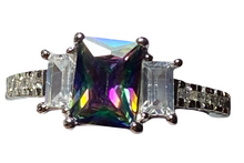 Load image into Gallery viewer, Sterling Silver -Mystic Topaz Cubic zirconia ring. Sizes 4, 5, 6, 7, 8, 9, 10, 11, 12.  SS270

