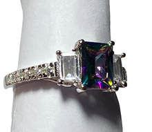 Load image into Gallery viewer, Sterling Silver -Mystic Topaz Cubic zirconia ring. Sizes 4, 5, 6, 7, 8, 9, 10, 11, 12.  SS270
