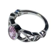 Load image into Gallery viewer, Sterling Silver -Pink Cubic zirconia ring. Sizes 4.  SS271
