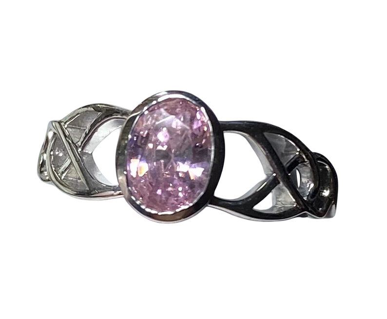 Sterling Silver -Pink Cubic zirconia ring. Sizes 4.  SS271