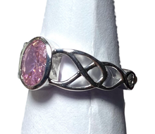 Load image into Gallery viewer, Sterling Silver -Pink Cubic zirconia ring. Sizes 4.  SS271
