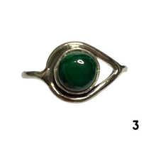 Load image into Gallery viewer, Malachite Sterling Silver ring size 3, 4, 5, 6, 7, 8, 9, 10, 11, 12, 13   BR035
