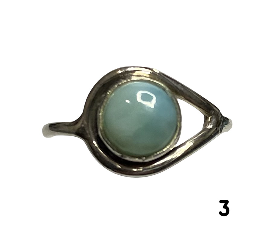 Larimar Sterling Silver ring size 3, 4, 5, 6, 7, 8, 9, 10, 11, 12, 13   BR036