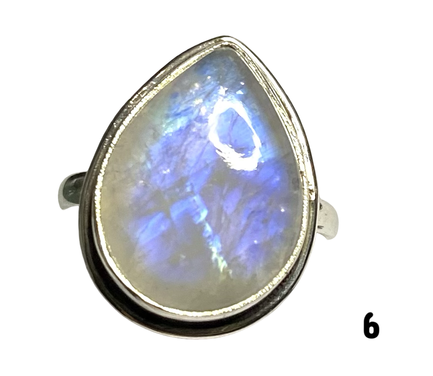 Moonstone Sterling Silver ring size  6, 7, 8, 9, 10, 11, 12, 13   BR040