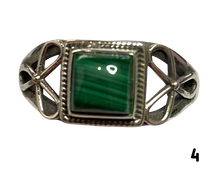 Load image into Gallery viewer, Malachite Sterling Silver ring size  3, 4, 5, 6, 7, 8, 9, 10, 11, 12, 13    BR050
