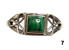Load image into Gallery viewer, Malachite Sterling Silver ring size  3, 4, 5, 6, 7, 8, 9, 10, 11, 12, 13    BR050
