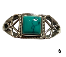 Load image into Gallery viewer, Turquoise Sterling Silver ring size  3, 4, 5, 6, 7, 8, 9, 10, 11, 12, 13    BR051
