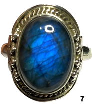 Load image into Gallery viewer, Labradorite Sterling Silver ring size   6, 7, 8, 9, 10, 11, 12, 13    BR057
