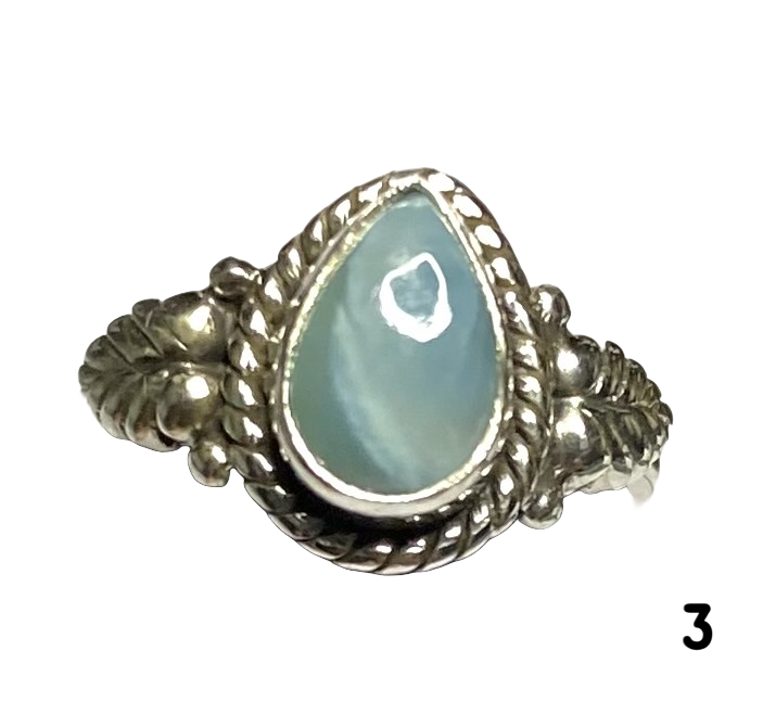 Larimar Sterling Silver ring size 3, 4, 5, 6, 7, 8, 9, 10, 11, 12, 13   BR062