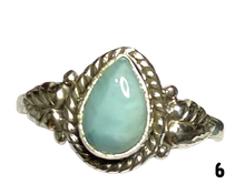 Load image into Gallery viewer, Larimar Sterling Silver ring size 3, 4, 5, 6, 7, 8, 9, 10, 11, 12, 13   BR062
