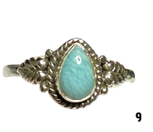 Load image into Gallery viewer, Larimar Sterling Silver ring size 3, 4, 5, 6, 7, 8, 9, 10, 11, 12, 13   BR062
