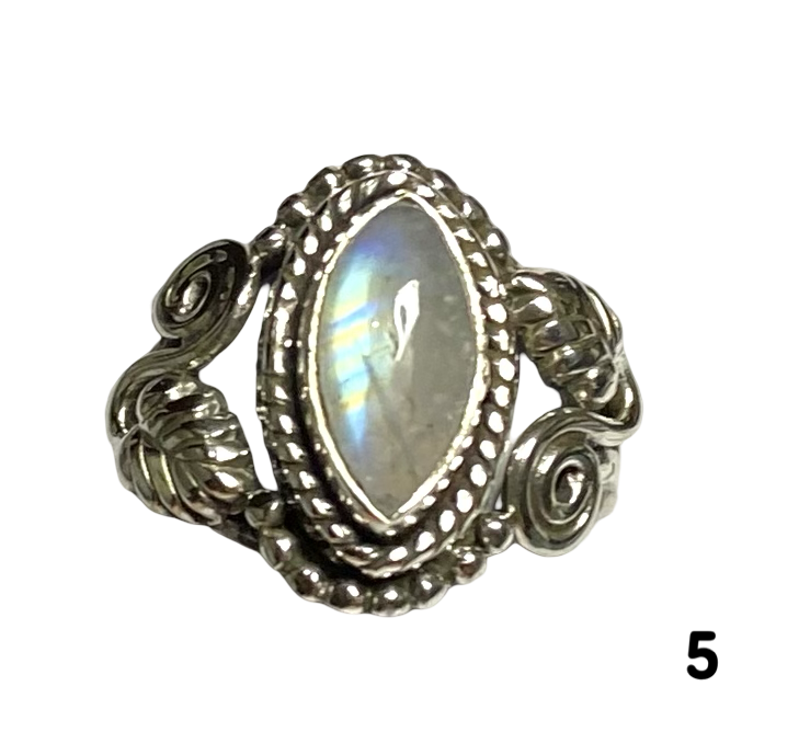Moonstone Sterling Silver ring size  5, 6, 7, 8, 9, 10, 11, 12, 13  BR064