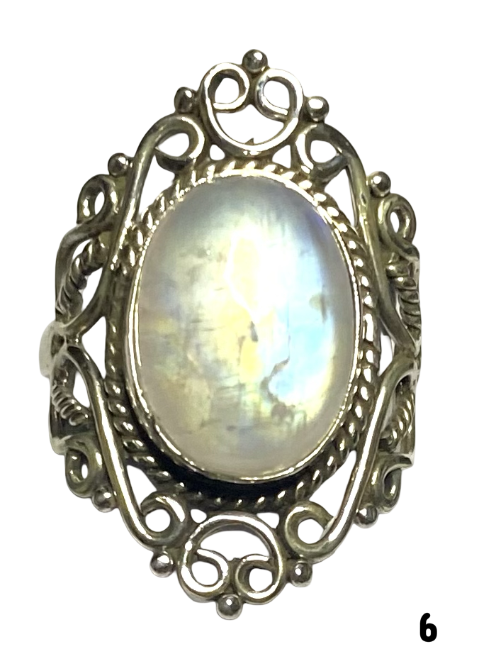 Moonstone Sterling Silver ring size   6, 7, 8, 9, 10, 11, 12, 13  BR069