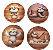 Load image into Gallery viewer, Sloth Wooden Coasters (4-Pack) CS06

