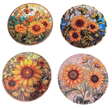 Load image into Gallery viewer, Sunflower Wooden Coasters (4-Pack)  CS25
