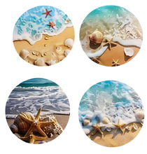 Load image into Gallery viewer, Beach Wooden Coasters (4-Pack) CS50
