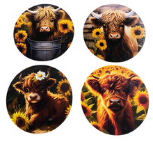 Load image into Gallery viewer, Highland Cow Wooden Coasters (4-Pack)  CS73
