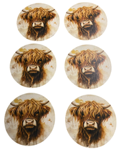 Load image into Gallery viewer, Highland Cow Wooden Coasters (6-Pack)  CS77
