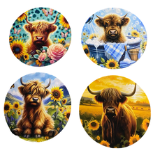 Load image into Gallery viewer, Highland Cow Wooden Coasters (4-Pack)  CS79
