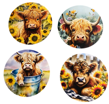 Load image into Gallery viewer, Highland Cow Wooden Coasters (4-Pack)  CS80
