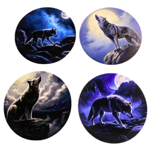 Load image into Gallery viewer, Wolf Wooden Coasters (4-Pack)  CS82
