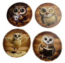 Load image into Gallery viewer, Owl Wooden Coasters (4-Pack)  CS83
