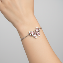 Load image into Gallery viewer, Silver Butterfly Rhinestone Adjustable Bracelet BR14
